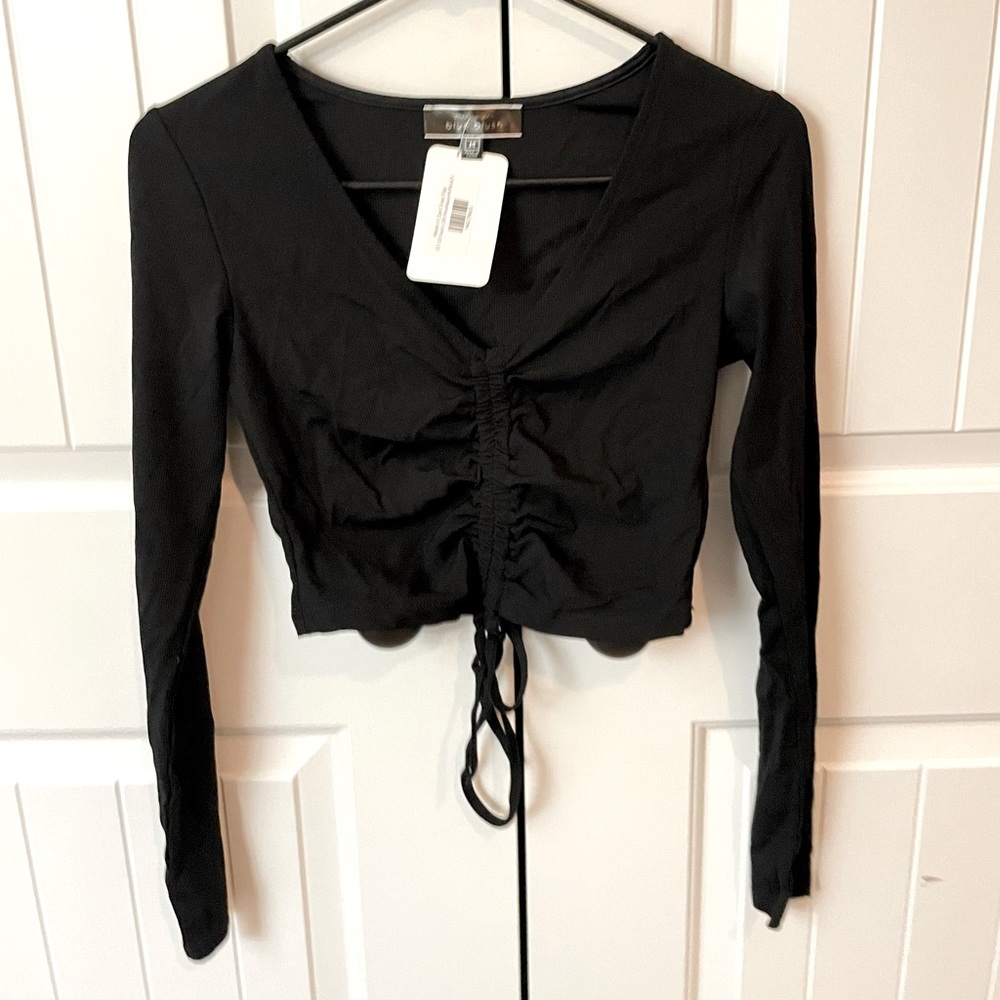 Brand new with tags ruched long sleeve crop top